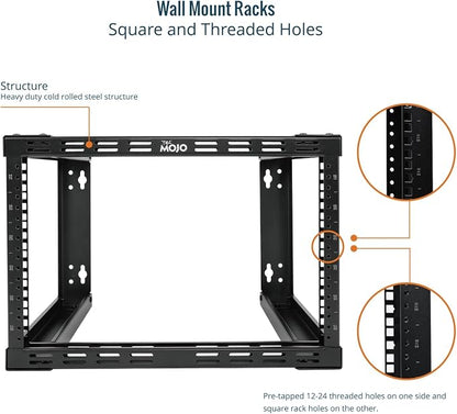 Tecmojo 6U Fixed Wall Mount Network Rack 15.8inch Depth Open Frame - Image 4