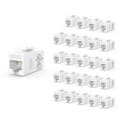 VCE UL Listed 25-Pack RJ45 CAT6 Keystone Coupler Female to Female Insert Coupler by VCE