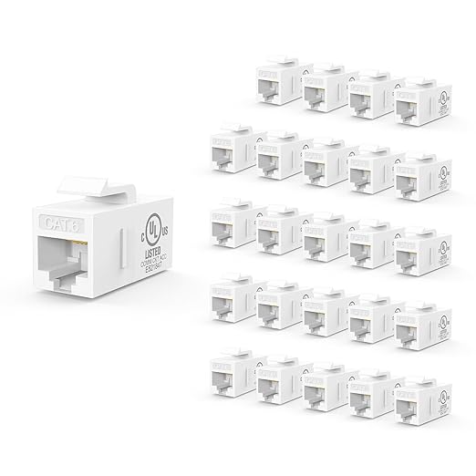 VCE UL Listed 25-Pack RJ45 CAT6 Keystone Coupler Female to Female Insert Coupler by VCE