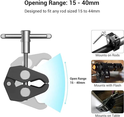 SMALLRIG Super Clamp w/ 1/4" and 3/8" Thread and 5.8 Inches Adjustable Friction - Image 5