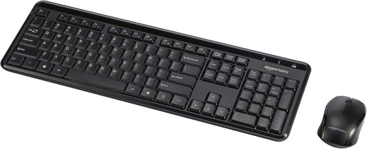 Amazon Basics 2.4GHz Wireless Keyboard and Mouse Combo, Quiet and Compact US by AmazonBasics