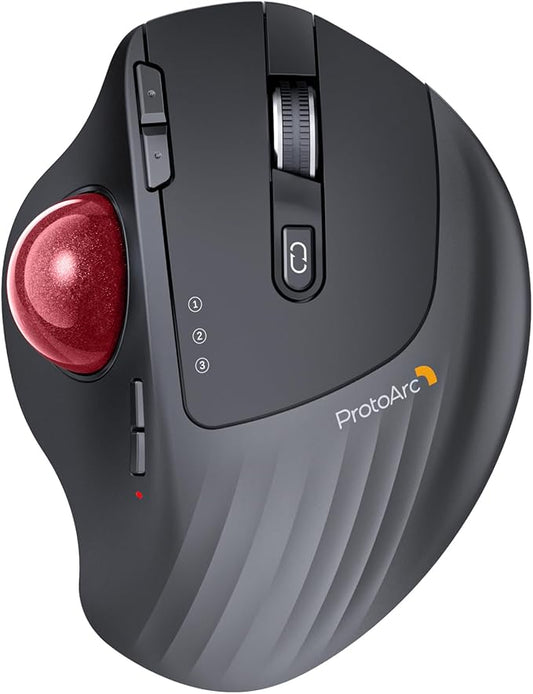 ProtoArc Wireless Trackball Mouse, EM01 NL Ergonomic Bluetooth Rollerball Thumb by ProtoArc