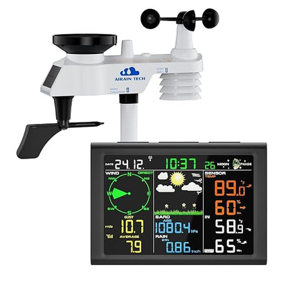 Wireless Weather Station with Outdoor Wireless Sensor, Radio Controlled Clock by AIRAINTECH