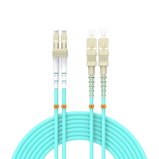 Fiber Patch Cable 17ft/5meters LC/UPC to SC/UPC OM3 10Gb/Gigabit MultiMode by Buacoz