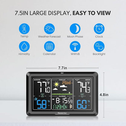 Newentor Weather Station Wireless Indoor Outdoor, Indoor Outdoor Thermometer - Image 2
