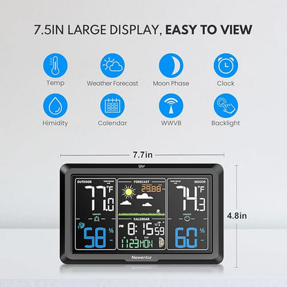 Newentor Weather Station Wireless Indoor Outdoor, Indoor Outdoor Thermometer - Image 2