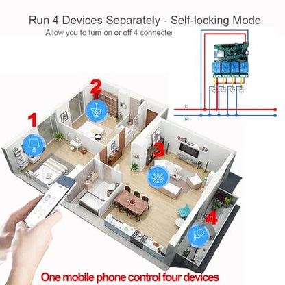 4 Channel Smart WiFi RF Bluetooth Wireless Dry Contact Relay Switch Module - Image 5
