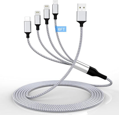 iPhone Charging Cable 1.8M/6Ft Multi 4 in 1 USB Universal Fast Charging Cord by MTAKYI
