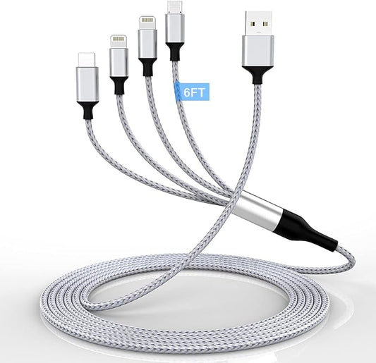 iPhone Charging Cable 1.8M/6Ft Multi 4 in 1 USB Universal Fast Charging Cord by MTAKYI