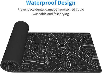 Topographic Contour Extended Big Mouse Pad Large, Gaming Mouse Pad Desk Pad - Image 3