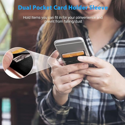 2 Pack Stick On Wallet Sleeve Cell Phone Pocket Card Holder Pocket Pouch - Image 2