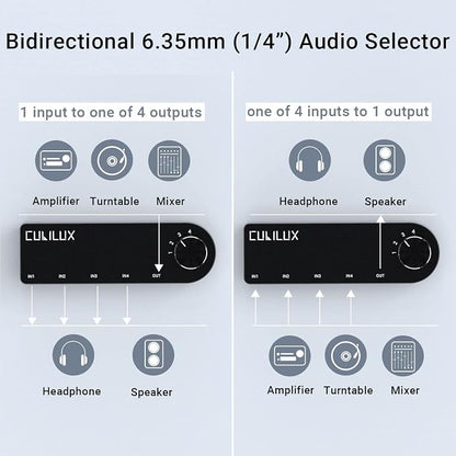 Cubilux Bidirectional 4-Channel 6.35mm Audio Selector, 1x TRS to 4X TRS Stereo - Image 4