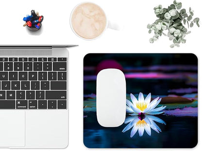 Mouse Pad, Cute Lake White Lotus Flowers Mouse Pads - Image 6