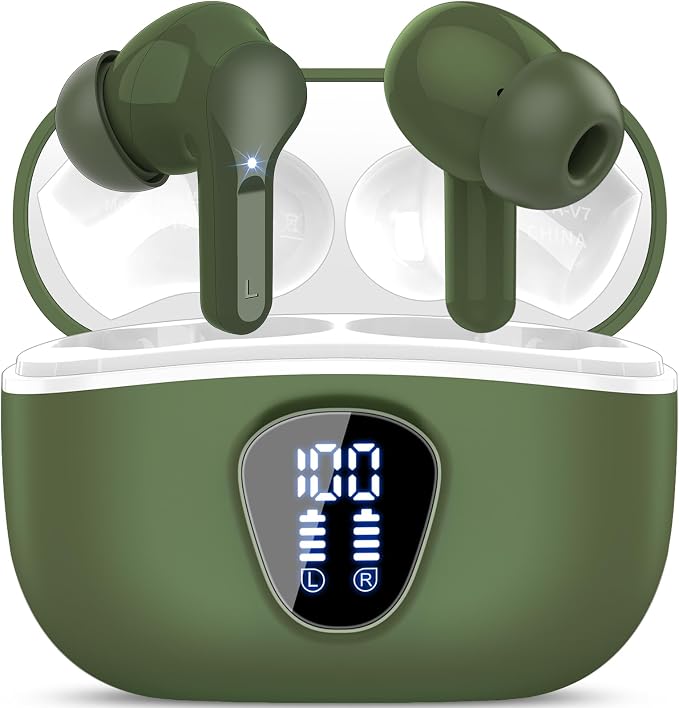 Wireless Earbuds, IP7 Waterproof in Ear Earphones, LED Display Ear buds by BESNOOW