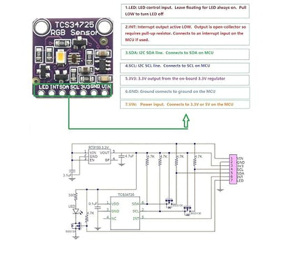 2 Pcs TCS34725 RGB Light Color Sensor Recognition Module - Image 7