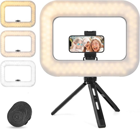 Smartphone Video Rig with Light + Tripod, Handheld LED Ring Light Selfie Light by Kalofaye