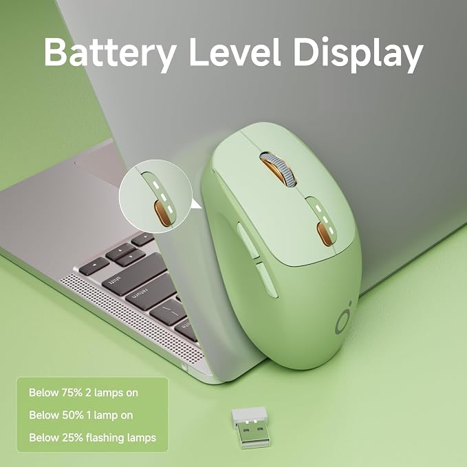 EWEADN Q5 Wireless Mouse, Battery Level Display, Ergonomic Office Mouse - Image 8