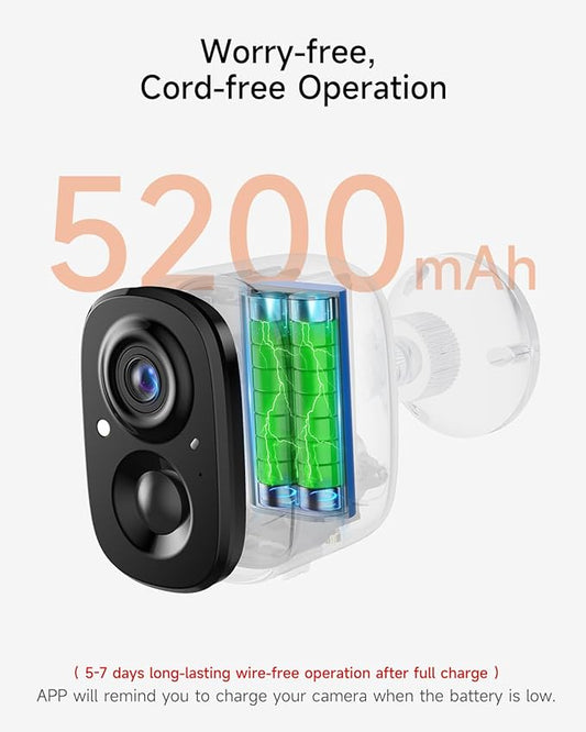 2.5K Security Camera Wireless Outdoor, 2.4G WiFi Battery Powered Indoor Camera - Image 2
