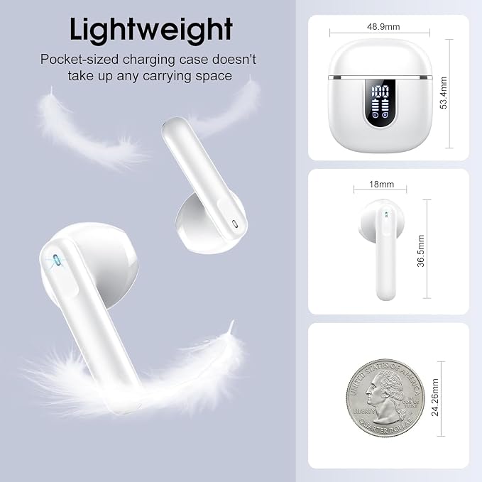 Wireless Earbuds, 40H Ultralight in-Ear Buds, IP7 Waterproof Earphones - Image 6