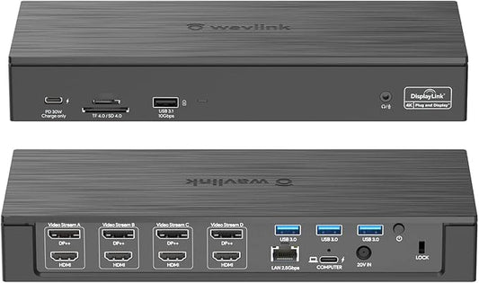 USB C Docking Station, 20-in-1 Universal Displaylink Dock Quad 4K Dual 5K@60Hz by WAVLINK%C2%AE
