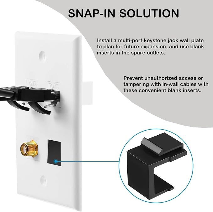 Jadaol 30-Pack Blank Keystone Jack Inserts, Keystone Port Dust Covers, Filler - Image 3