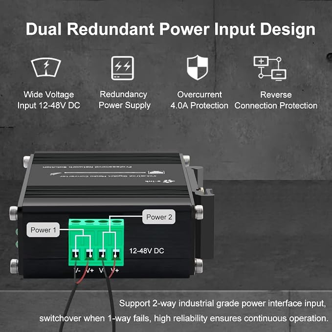 3 Port Hardened Industrial Gigabit Din Rail Switch, 10/100/1000Mbps Ethernet - Image 3