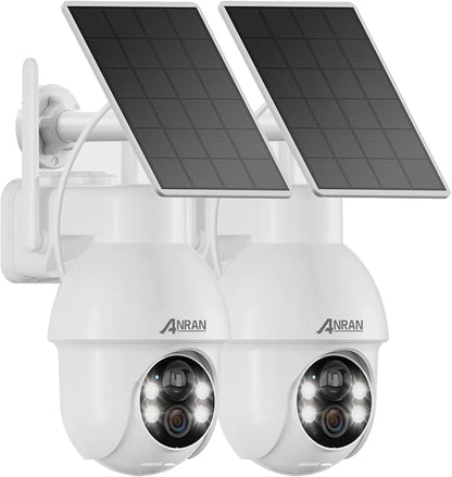 ANRAN 2K Solar Security Camera Wireless Outdoor, 2 Pack Battery-Powered WiFi by ANRAN