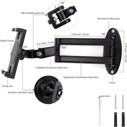 Foldable iPad Wall Mount Holder, Aluminium Extendable Tablet Wall Mount - Image 3