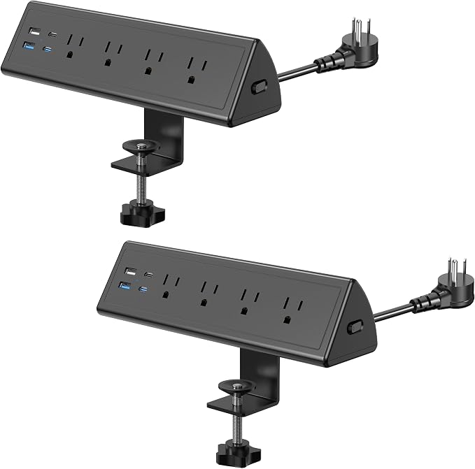 Jgstkcity Desk Clamp Power Strip, 20W Fast Charging Station, Surge Protector by Jgstkcity