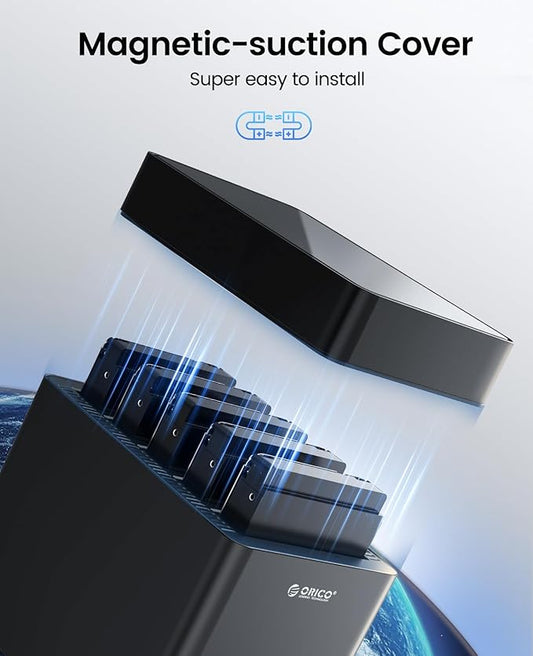 ORICO 5 Bay 3.5 Inch Hard Drive Enclosure USB C to SATA Magnetic Tool-Free - Image 2