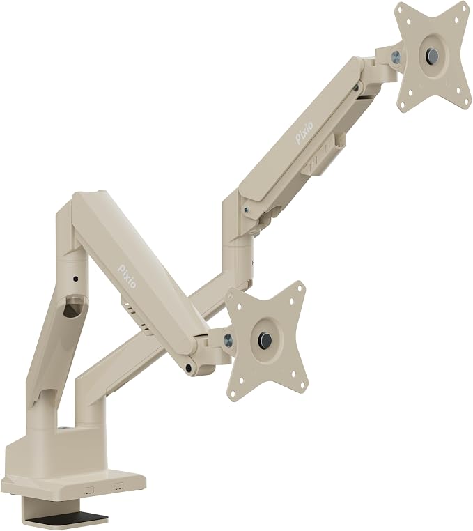 Pixio PS1D Wave Beige Dual Monitor Arm Stand Desk Mount by Pixio