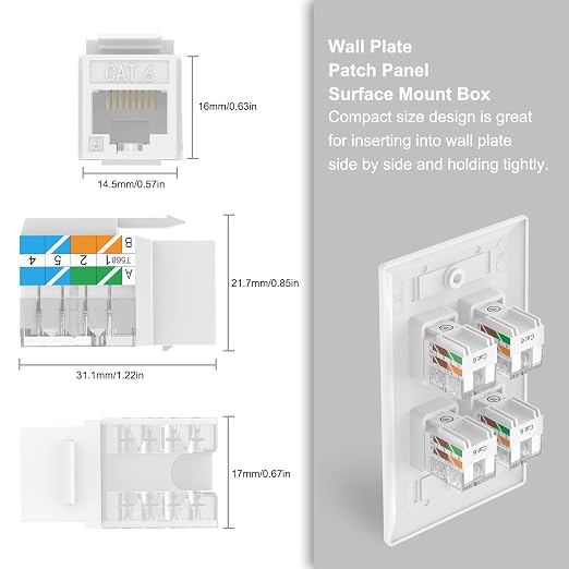 VCE UL Listed 10Gbps Cat6 Keystone Jack Insert 25-Pack, 90 Degree Punch Down - Image 6