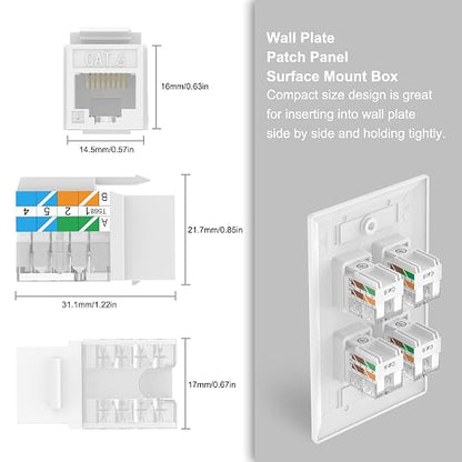 VCE UL Listed 10Gbps Cat6 Keystone Jack Insert 25-Pack, 90 Degree Punch Down - Image 6