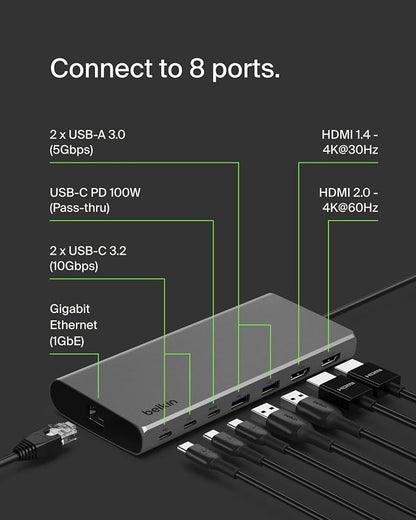 Belkin Connect Universal USB-C 8-in-1 Dual Display Core Hub w/Silicon Motion - Image 2