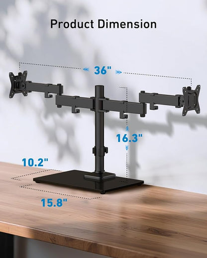 HUANUO Freestanding Dual Monitor Stand, 32 Inch Dual Monitor Mount - Image 4