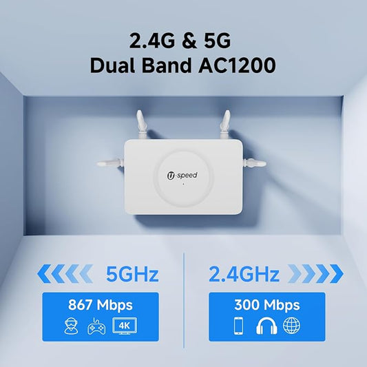 U-SPEED AC1200 WiFi Router Dual Band Wireless Internet Router, Speed Up to 1.2 - Image 2