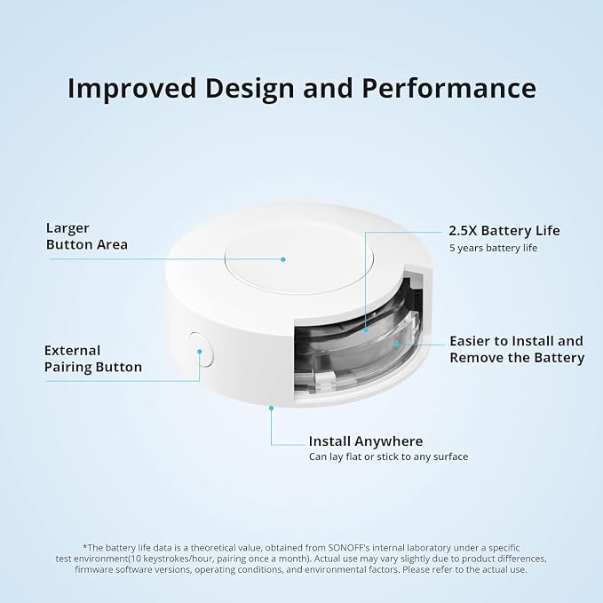 SONOFF Zigbee Switch, SNZB-01P Wireless Push Button, Supports to Create Smart - Image 4