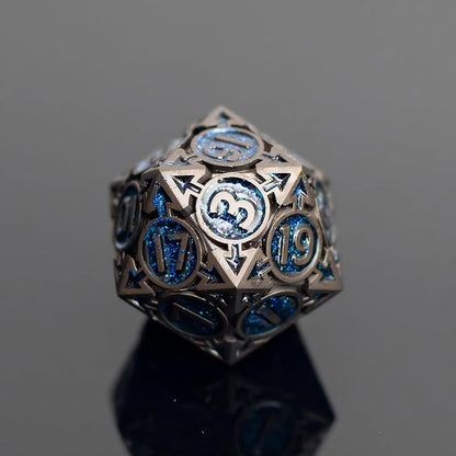 Blue Black Nickel Finish Heavy Metal DND Dice Set - Image 8