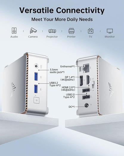 KAMRUI Essenx E2 Mini PC Computers 11 Pro Twin Lake N150, 8GB RAM 256GB M.2 SSD - Image 3