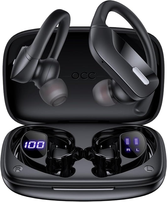 OCC Wireless Ear Hook Sport Earbuds, IPX5 Waterproof, 80H Playtime, Deep Bass by occ