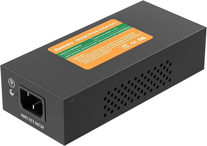 2.5Gb PoE Injector Adapter 90W, IEEE 802.3bt/at/af Compliant, Converts Non-PoE by ReiduboSecurityPoECameraSwitch