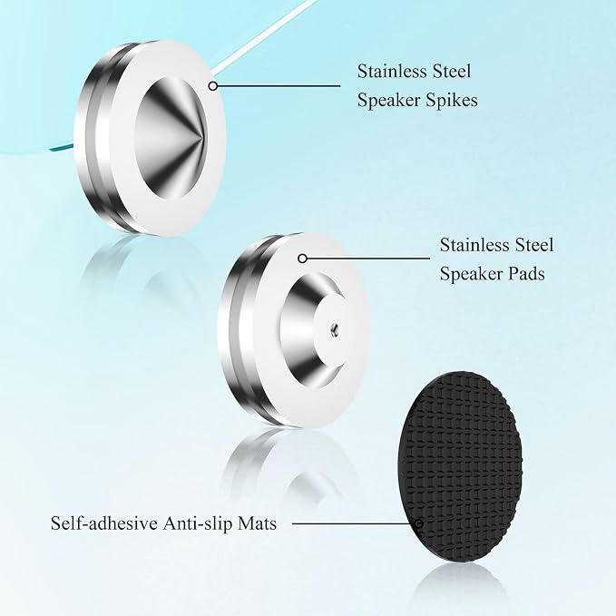 Audiocrast 4X HiFi Speaker Spikes, Isolation Stand Feet Pad, Stainless Steel - Image 4