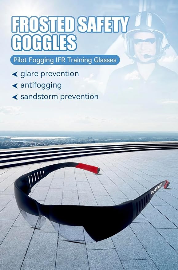 Flaperon Black Fog Foggles for Pilot Training, Adjustable Band, Embossed Hard - Image 5
