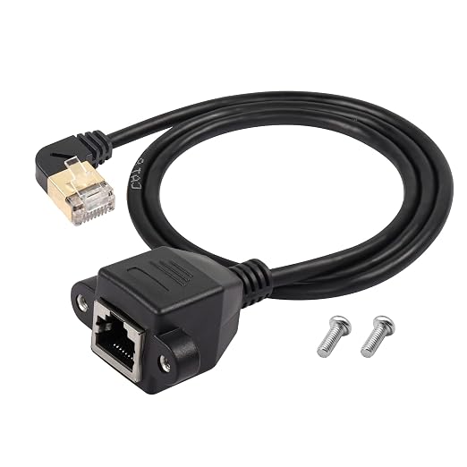 SinLoon 90 Degree Left Angle Cat8 LAN Cable, RJ45 Male to Female Shielded by SinLoon