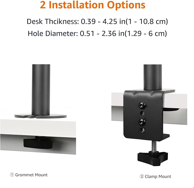 Amazon Basics Adjustable Single Computer Monitor Arm Mount, Holds up to 32" - Image 5