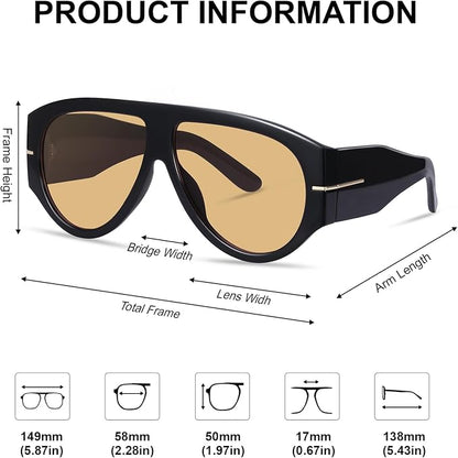 Oversized Retro Aviator Sunglasses - Image 6