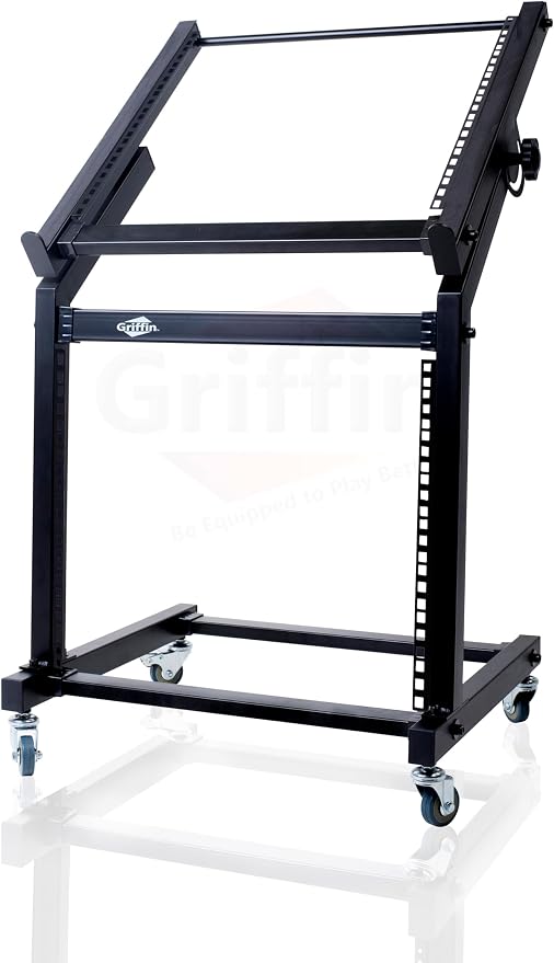 GRIFFIN 19U Rack Mount Rolling Stand & Adjustable Mixer Platform Rails – Cart - Image 6