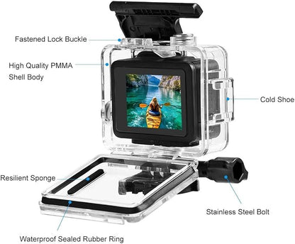 Waterproof Case for Go Pro Hero 4K, FotStdio 196ft/60m Underwater Diving - Image 3