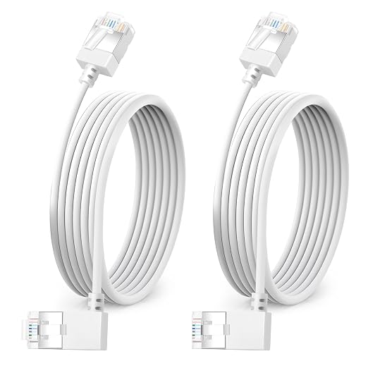 Ultra Slim 90° Degree Cat 6A Ethernet Cable Left Angled 25 Feet 2Pack, 10Gbps by DUTEVOLNS