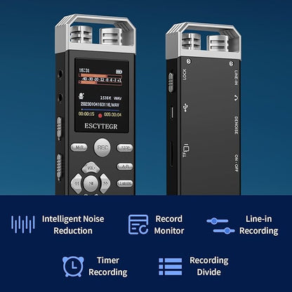 80GB Digital Voice Activated Recorder 1536KBPS Audio Voice Recorder - Image 3